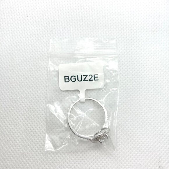 𝅺SIZE 9 925 Round Cut CZ Halo Ring - Picture 11 of 12